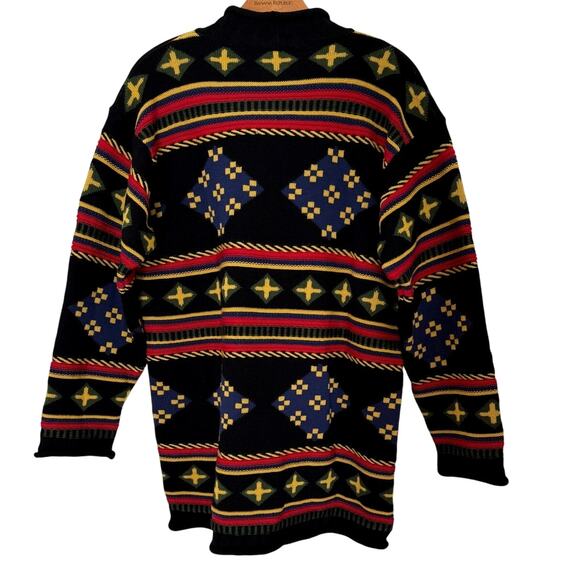 Mondi Womens Sweater 3D knit Wool *Medium Colorful Geometric 90s Artsy Oversized - Picture 6 of 7